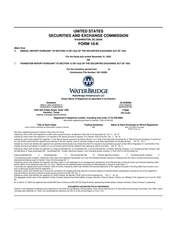 Thumbnail WaterBridge Infrastructure 10-K Annual Report 2025