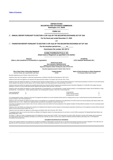 Thumbnail Olema Pharmaceuticals 10-K Annual Report 