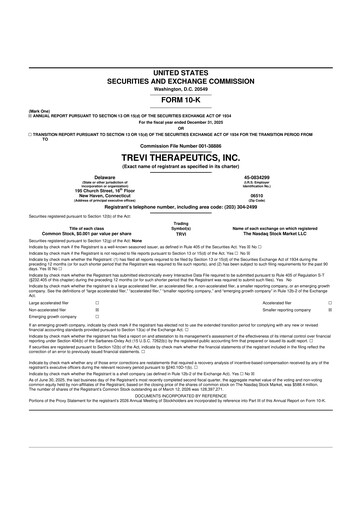 Thumbnail Trevi Therapeutics 10-K Annual Report 