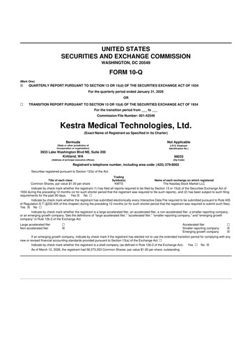 Miniature Kestra Medical Technologies 10-Q Rapport trimestriel 2026 