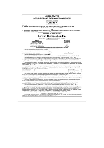 Vorschaubild Acrivon Therapeutics 10-K Jahresbericht 