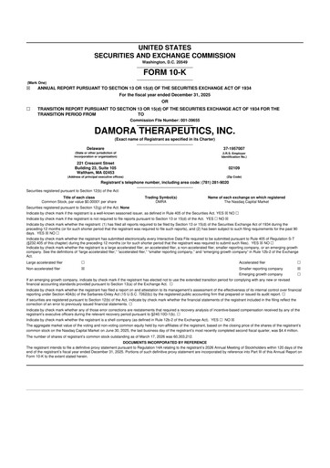 Vorschaubild Damora Therapeutics 10-K Jahresbericht 2025