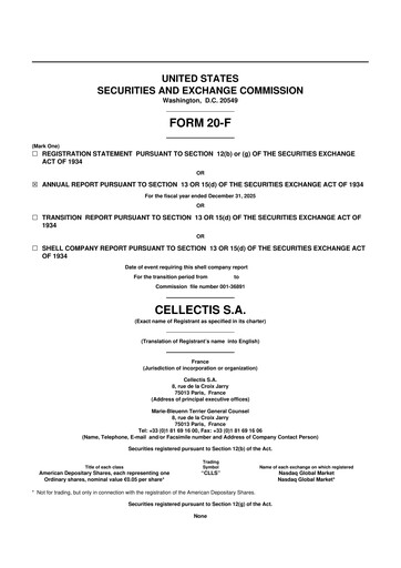 Thumbnail Cellectis 20-F Annual Report 