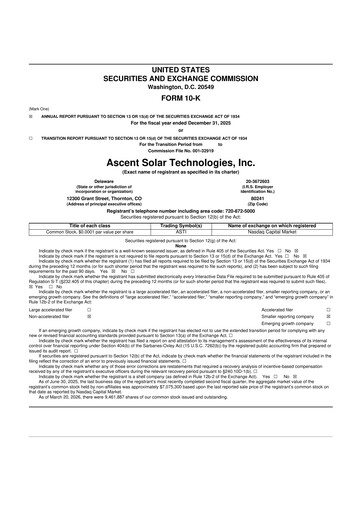 Thumbnail Ascent Solar Technologies 10-K Annual Report 