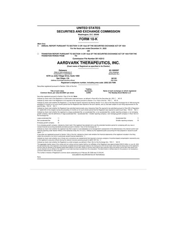 Thumbnail Aardvark Therapeutics 10-K Annual Report 