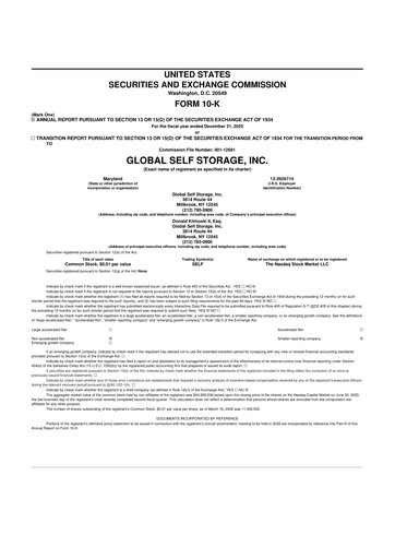 Thumbnail Global Self Storage 10-K Annual Report 2025