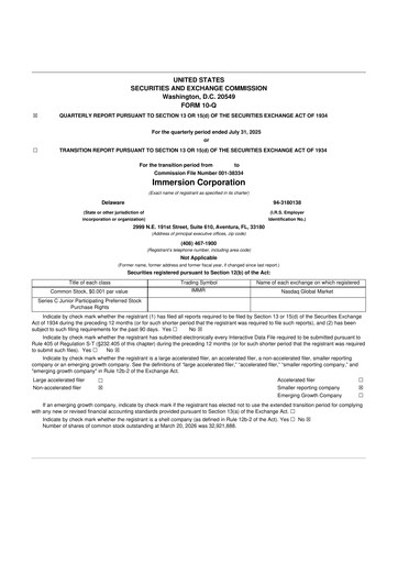 Thumbnail Immersion Corporation
 10-Q Quarterly Report FY2026 