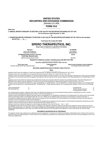 Thumbnail Spero Therapeutics 10-K Annual Report 2025