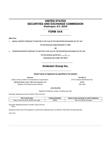 Miniature Andersen Group 10-K Rapport annuel 2025
