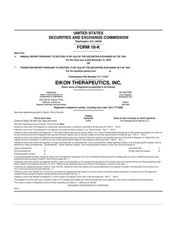 Thumbnail Eikon Therapeutics 10-K Annual Report 
