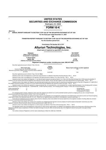 Vorschaubild Allurion Technologies 10-K Jahresbericht 2025