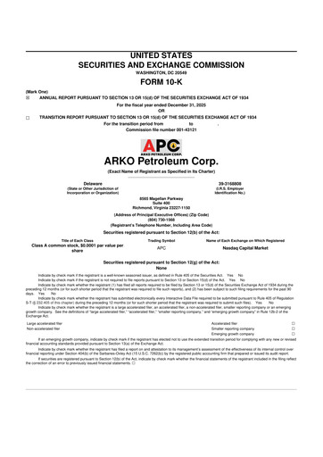 Thumbnail ARKO Petroleum 10-K Annual Report 