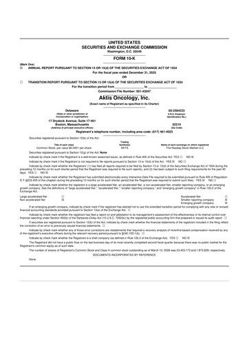 Vorschaubild Aktis Oncology 10-K Jahresbericht 