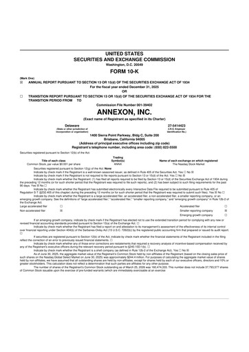Thumbnail Annexon 10-K Annual Report 