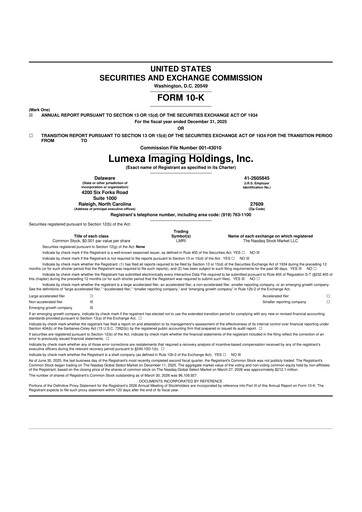 Thumbnail Lumexa Imaging 10-K Annual Report 