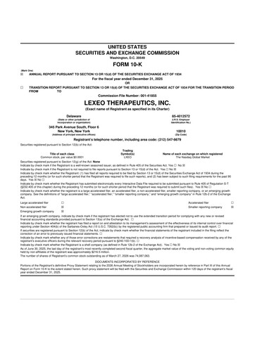Thumbnail Lexeo Therapeutics 10-K Annual Report 