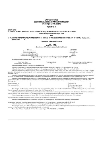 Miniature J.Jill
 10-K Rapport annuel 2025