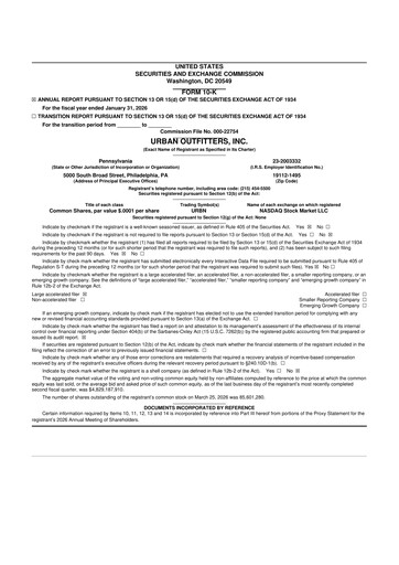 Miniature Urban Outfitters
 10-K Rapport annuel 2026