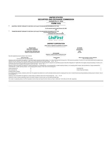 Thumbnail UniFirst 10-Q Quarterly Report FY 