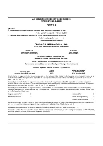 Thumbnail Cryo-Cell International 10-Q Quarterly Report FY2026 