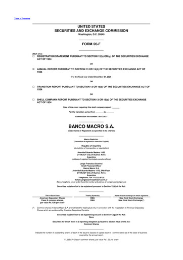 Thumbnail Banco Macro
 20-F Annual Report 