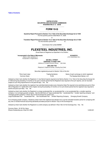 Thumbnail Flexsteel Industries 10-Q Quarterly Report FY 