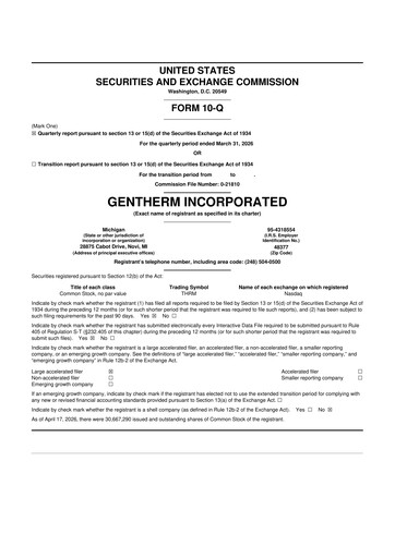 Thumbnail Gentherm 10-Q Quarterly Report FY 