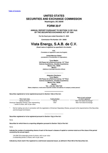 Thumbnail Vista Energy 20-F Annual Report 