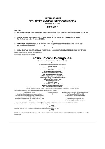 Thumbnail LexinFintech Holdings
 20-F Annual Report 