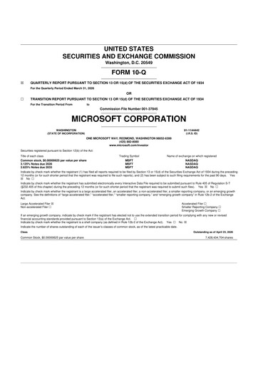Thumbnail Microsoft 10-Q Quarterly Report FY 