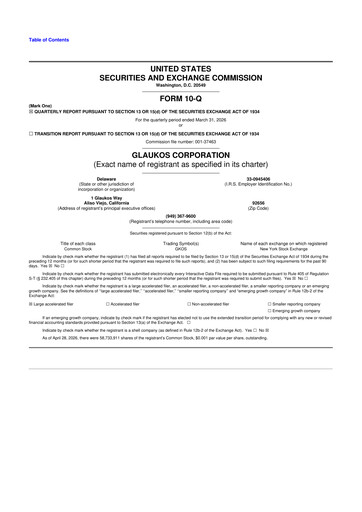 Thumbnail Glaukos 10-Q Quarterly Report FY 