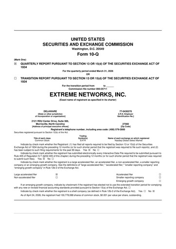 Thumbnail Extreme Networks
 10-Q Quarterly Report FY2026 