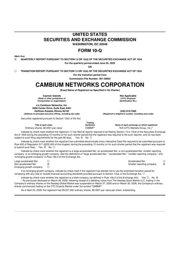 Thumbnail Cambium Networks 10-Q Quarterly Report FY 