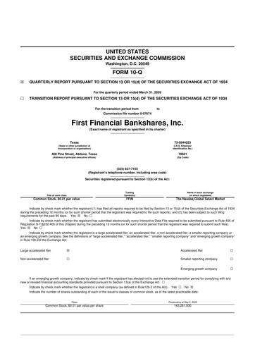 Thumbnail First Financial Bankshares 10-Q Quarterly Report FY2026 