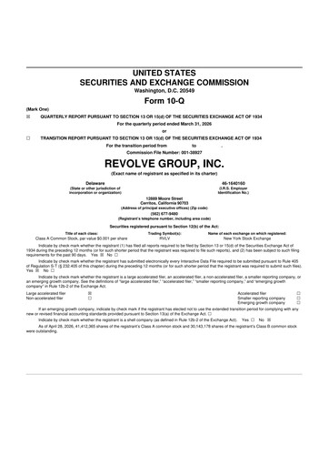 Thumbnail Revolve Group 10-Q Quarterly Report FY 