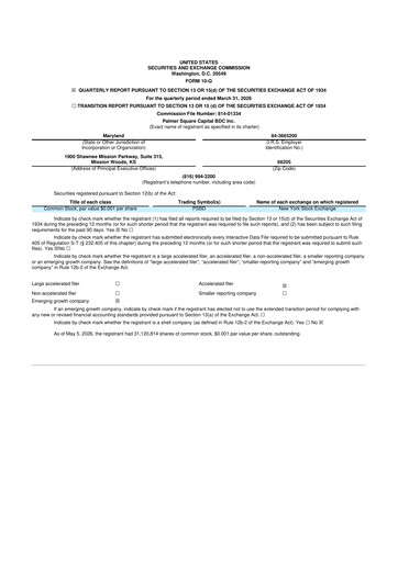 Thumbnail Palmer Square Capital BDC 10-Q Quarterly Report FY2026 