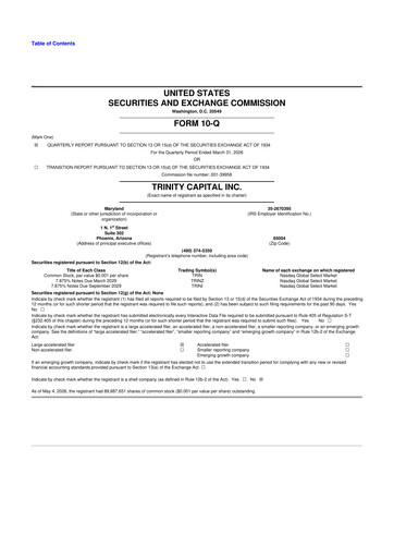 Thumbnail Trinity Capital 10-Q Quarterly Report FY 