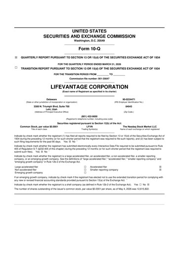 Thumbnail Lifevantage 10-Q Quarterly Report FY2026 