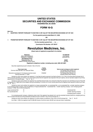 Thumbnail Revolution Medicines
 10-Q Quarterly Report FY 