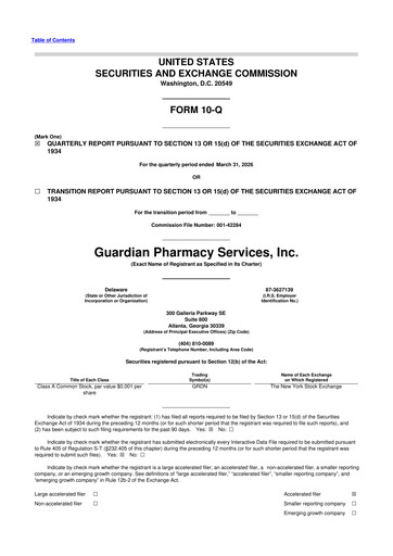 Miniature Guardian Pharmacy Services 10-Q Rapport trimestriel 2026 