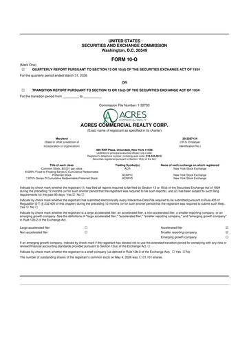 Thumbnail ACRES Commercial Realty 10-Q Quarterly Report FY 