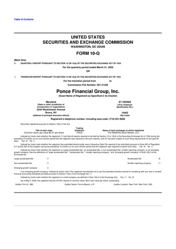Thumbnail Ponce Financial Group 10-Q Quarterly Report FY 