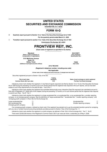 Thumbnail FrontView REIT 10-Q Quarterly Report FY2026 