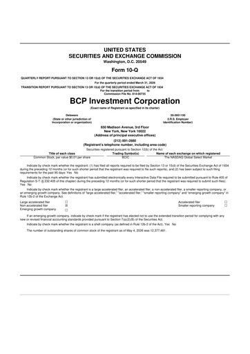 Miniature BCP Investment Corporation 10-Q Rapport trimestriel 2026 