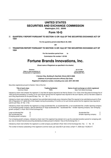 Thumbnail Fortune Brands Innovations 10-Q Quarterly Report FY 