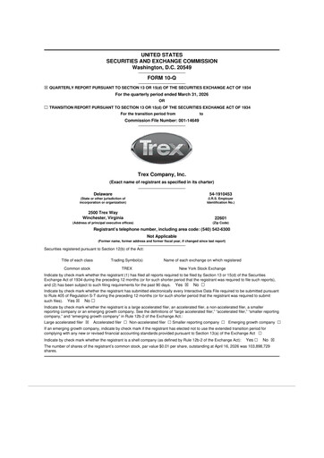 Thumbnail Trex 10-Q Quarterly Report FY2026 