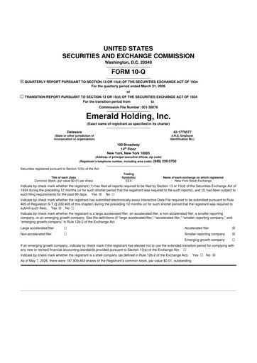 Thumbnail Emerald Holding 10-Q Quarterly Report FY 