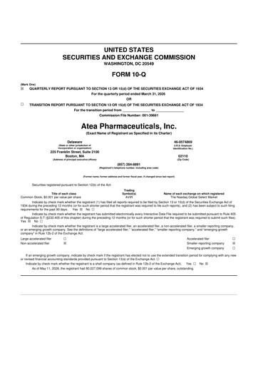 Thumbnail Atea Pharmaceuticals 10-Q Quarterly Report FY2026 