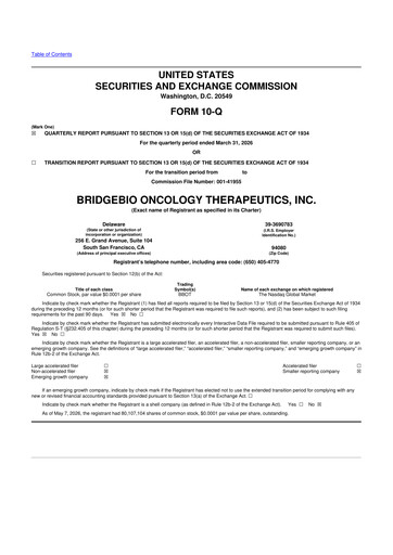 Vorschaubild BridgeBio Oncology Therapeutics 10-Q Quartalsbericht 2026 