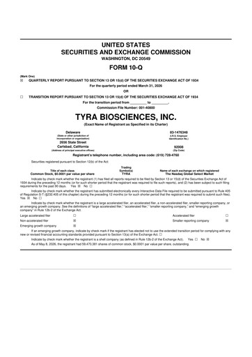 Thumbnail Tyra Biosciences 10-Q Quarterly Report FY 